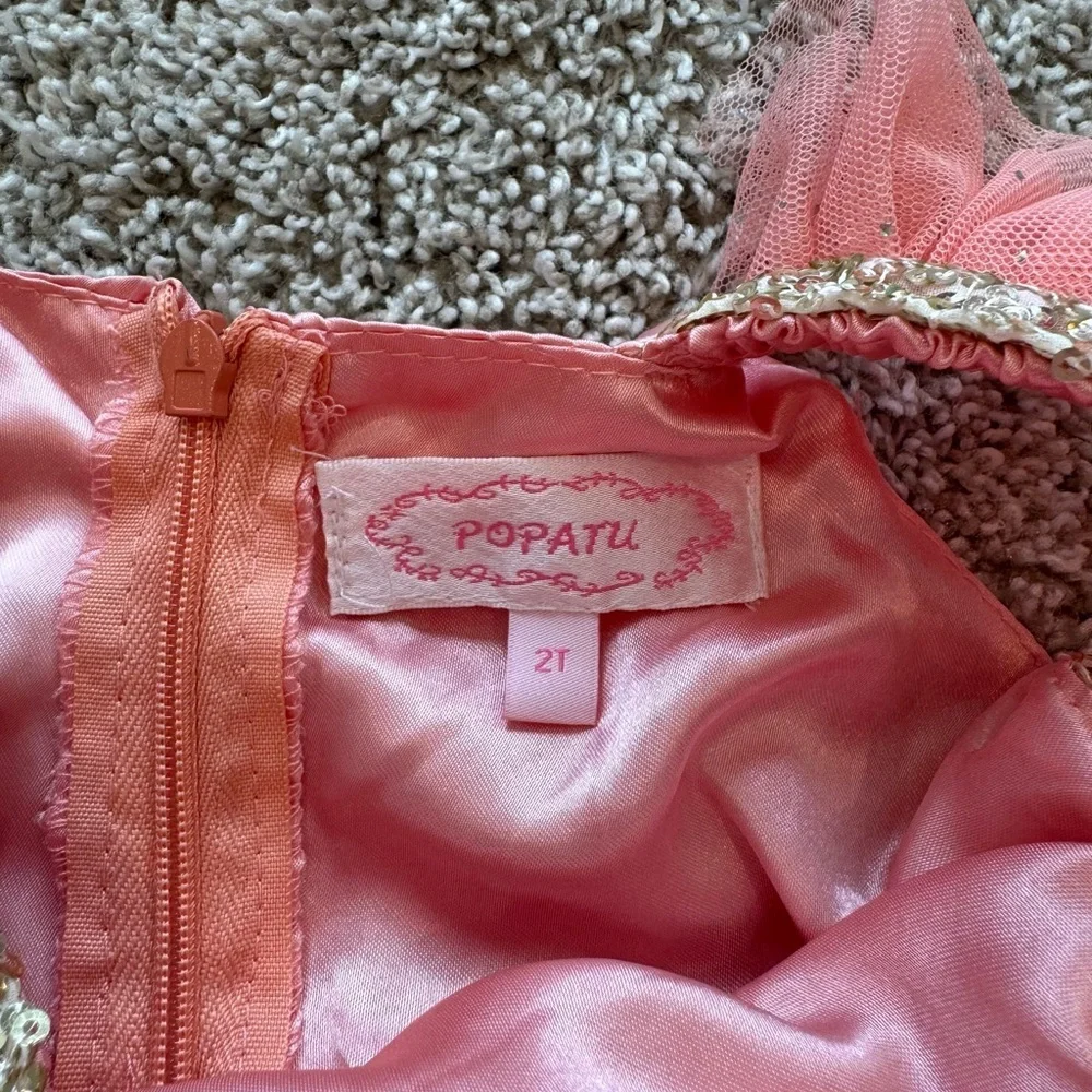 Popatu Toddler 2T Sequin Tulle Party Dress – Pink & Gold Sparkle Dress Fancy